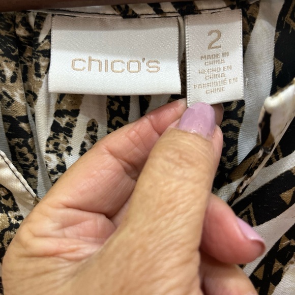 Chico's Black and White Animal Print Blouse - Picture 5 of 8